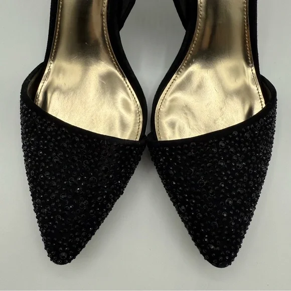 COACH Camille Heels Black Suede Rhinestone Pointed Toe Pumps 6.5 - Picture 8 of 16